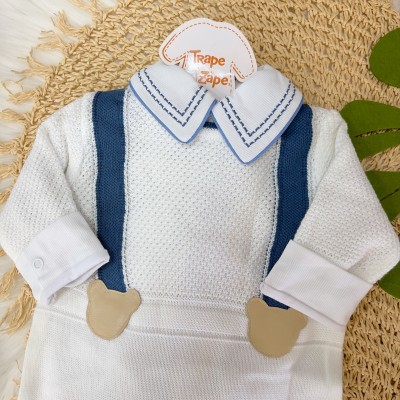  Saída de Maternidade Suspensório - Azul Jeans